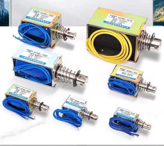 HCNE1-0520 HCNE1-0530 HCNE1-0630 DC 12V/24V magnetic solenoid push&pull open frame electromagnet  stroke 10mm keeping Force 700g