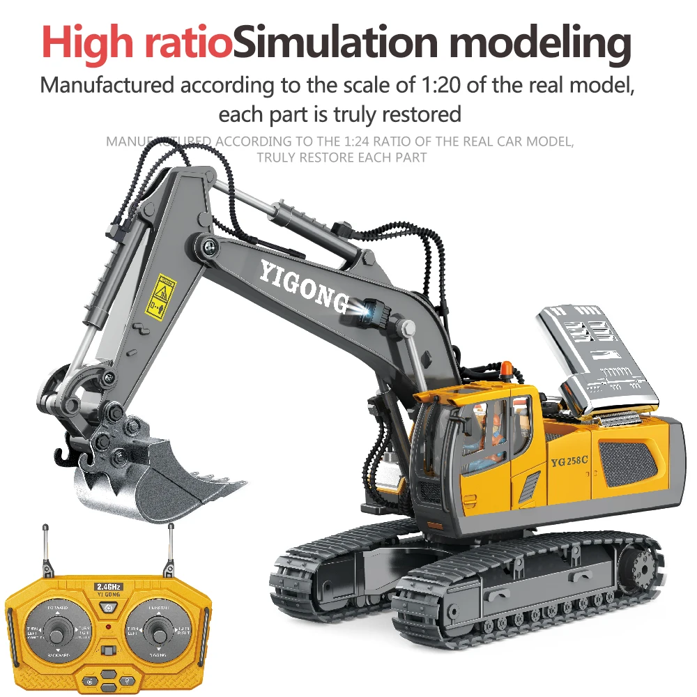 2.4G Excavator RC CAR Remote Control Engineering Dumper Vehicle Crawler Truck Bulldozer Toys for Boys Kids Excavator Gifts - Image 6