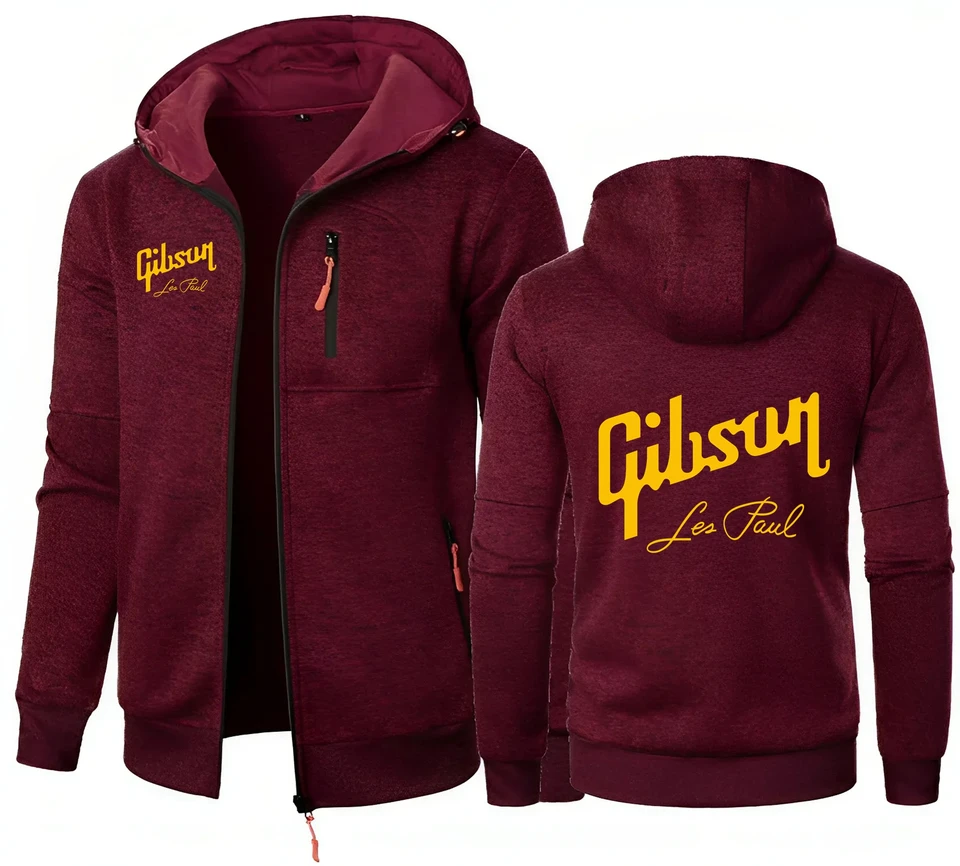 Gibson 1894 Rock-Inspired Jacquard Hoodie Fleece Men Hooded Sweatshirt Gibson Paul Gibson Electric Guitar Hoody Man Sweatshirt - Image 8