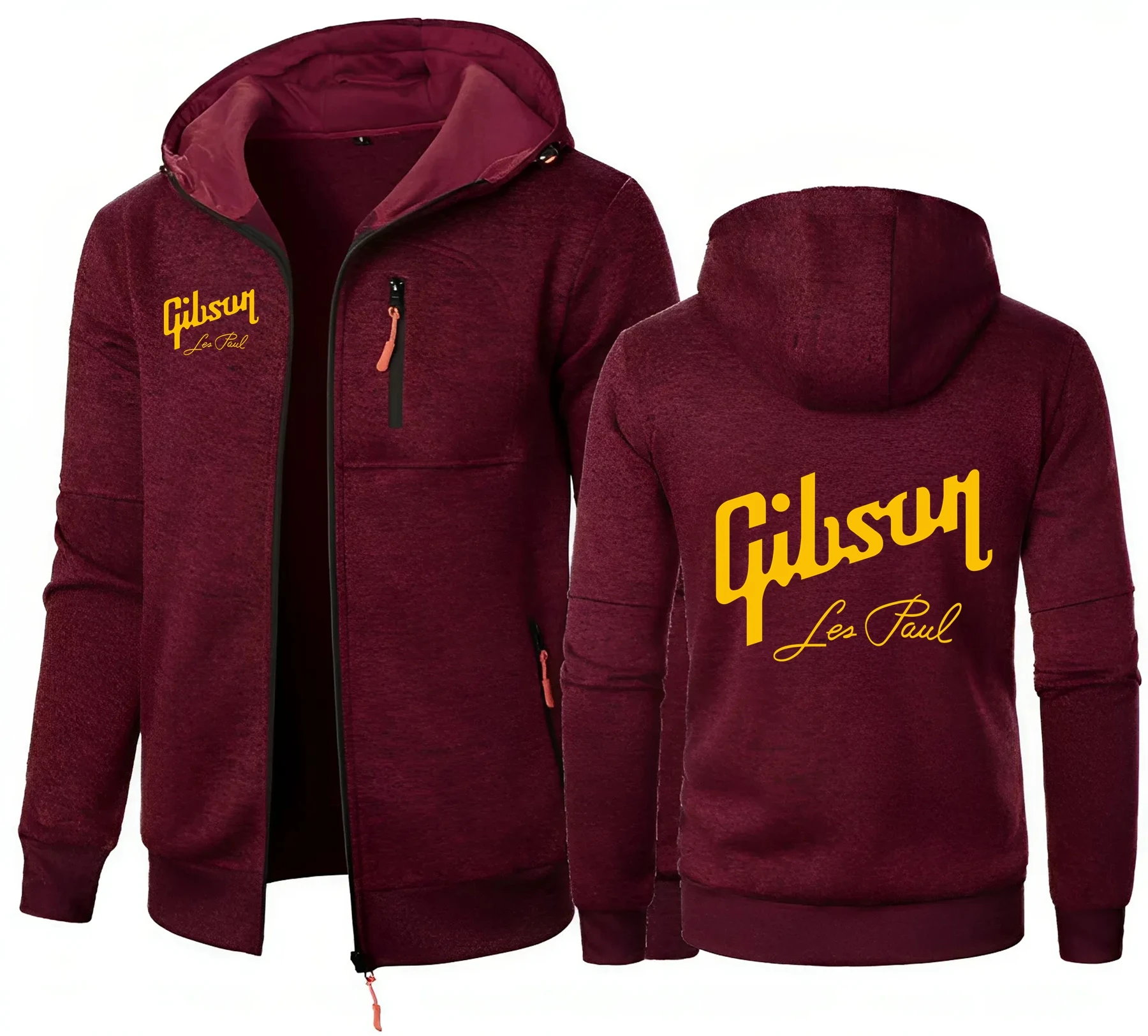 Gibson 1894 Rock-Inspired Jacquard Hoodie Fleece Men Hooded Sweatshirt Gibson Paul Gibson Electric Guitar Hoody Man Sweatshirt - Image 2