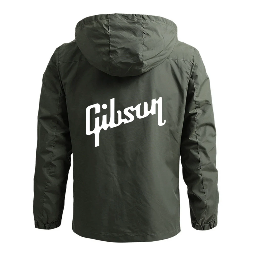 2025 Sprng And Autumn Man's Guitar Gibson Logo Print Retro Windbreaker Casual Jacket Coat Thicken Warm Premium Hoodies - Image 5
