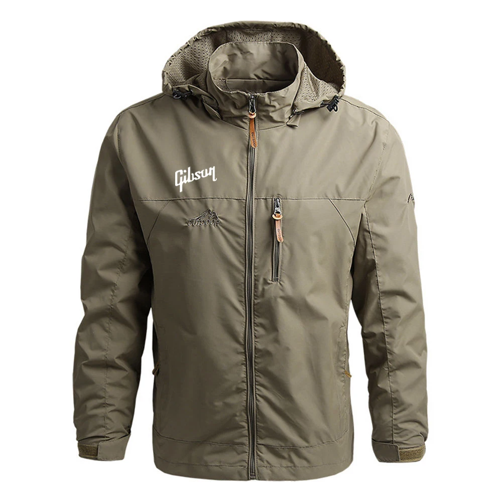 2025 Sprng And Autumn Man's Guitar Gibson Logo Print Retro Windbreaker Casual Jacket Coat Thicken Warm Premium Hoodies - Image 3