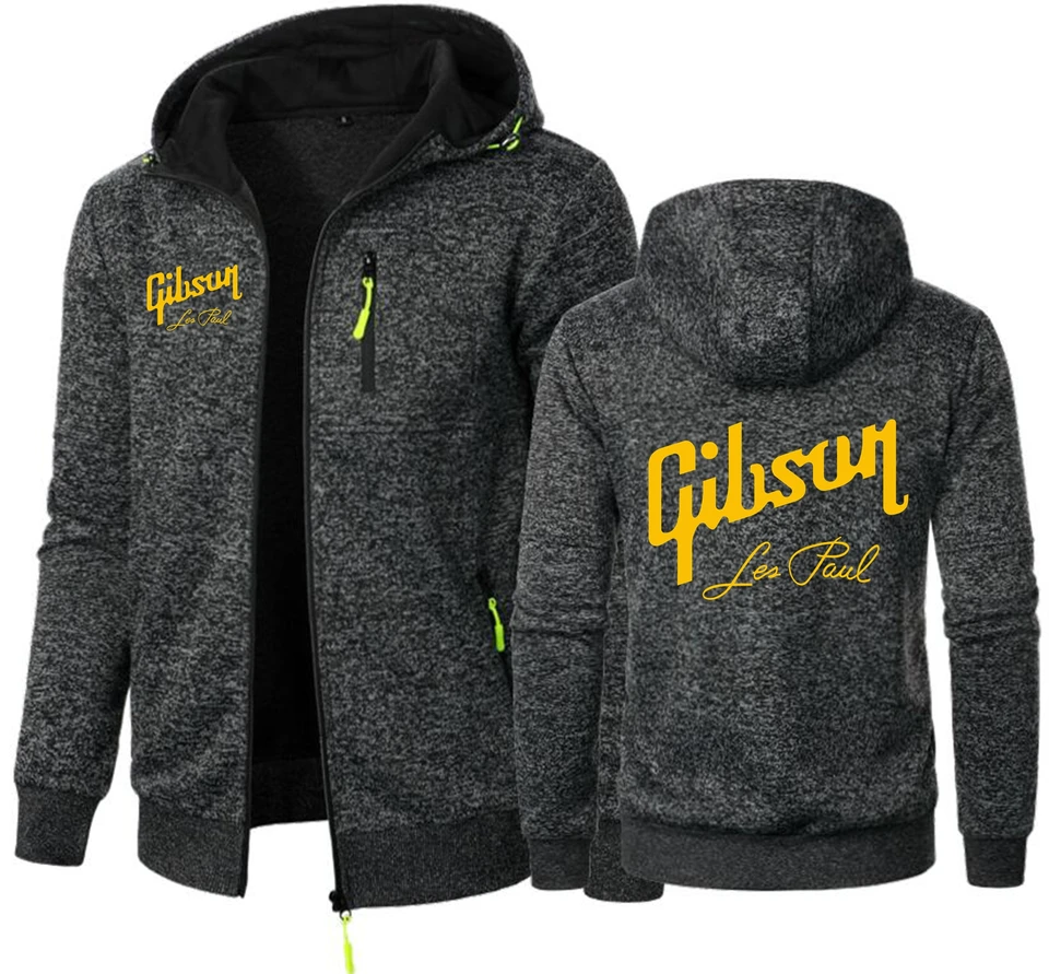 Gibson 1894 Rock-Inspired Jacquard Hoodie Fleece Men Hooded Sweatshirt Gibson Paul Gibson Electric Guitar Hoody Man Sweatshirt - Image 11