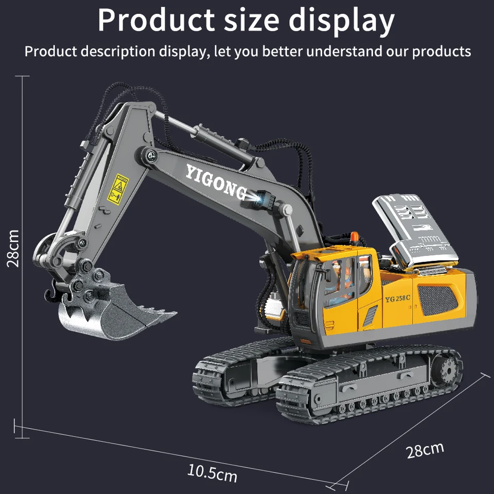 2.4G Excavator RC CAR Remote Control Engineering Dumper Vehicle Crawler Truck Bulldozer Toys for Boys Kids Excavator Gifts - Image 8