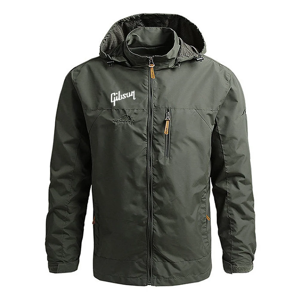 2025 Sprng And Autumn Man's Guitar Gibson Logo Print Retro Windbreaker Casual Jacket Coat Thicken Warm Premium Hoodies - Image 4