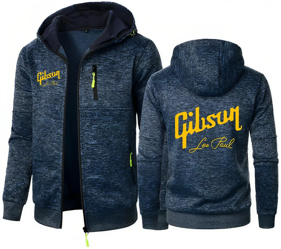 Gibson 1894 Rock-Inspired Jacquard Hoodie Fleece Men Hooded Sweatshirt Gibson Paul Gibson Electric Guitar Hoody Man Sweatshirt - Image 7