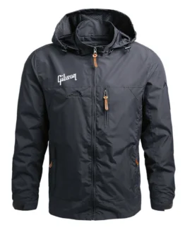 2025 Sprng And Autumn Man's Guitar Gibson Logo Print Retro Windbreaker Casual Jacket Coat Thicken Warm Premium Hoodies
